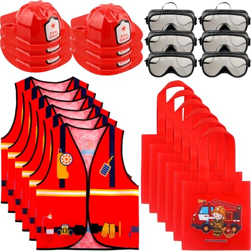 Flotory Das 24-teilige Feuerwehrmann-Kostüm-Set für Kinder beinhaltet 6 Feuerwehrwesten, 6 Feuerwehrmannhüte, 6 Brillen, 6 Tragetaschen für Jungen und Mädchen, Halloween, Partygeschenke, Geburtstag, Flotory Das 24-teilige Feuerwehrmann-Kostüm-Set für Kinder beinhaltet 6 Feuerwehrwesten, 6 Feuerwehrmannhüte, 6 Brillen, 6 Tragetaschen für Jungen und Mädchen, Halloween, Partygeschenke, Geburtstag, von Flotory