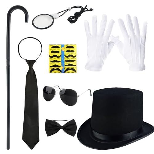 Flotory Gentleman-Kostüm, 1920er-Jahre-Kostüm, 8-teiliges Herren-Kostüm für Halloween, Cosplay (Farbstil 1) von Flotory