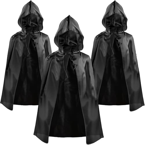 Flotory Halloween-Kostüm-Umhang mit Kapuze, Hexenumhang, Kapuzenparty, Zauberer-Umhang mit Hut für Kinder, Halloween-Party, Verkleiden (Farbset 1) von Flotory
