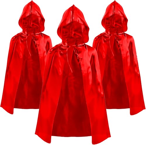 Flotory Halloween-Kostüm-Umhang mit Kapuze, Hexenumhang, Kapuzenparty, Zauberer-Umhang mit Hut für Kinder, Halloween-Party, Verkleidung, 3 Stück (Farbset 2) von Flotory