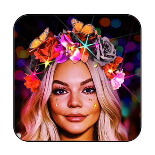 Flovel Gothic Schmetterlings Blumen-Haarreif Hochzeiten Romantischer Haarreif Hochzeit Braut Halloween Accessoires Für Frauen (A, Einheitsgröße) von Flovel