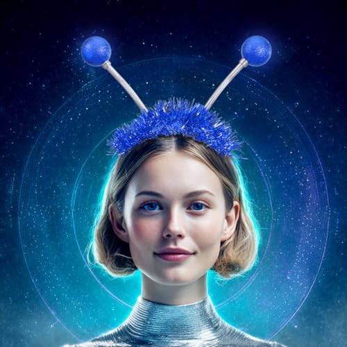 Flovel Halloween LED Alien Antennen Haarreif Leuchtender Konzert Haarband Party Karneval Kopfschmuck für Frauen (Blue) von Flovel