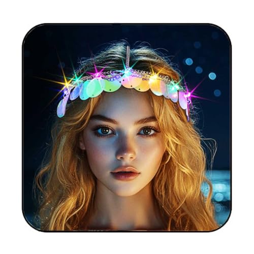Flovel LED Kopfkette für Damen Leuchtender Party Schmuck Glitzer Accessoire für Festivals Nachtclub von Flovel