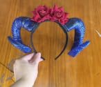 Flovel LED Rosen Hörner Haarreif Leuchtende Gold Silber Haaraccessoires für Halloween und Karneval (blue, Einheitsgröße) von Flovel