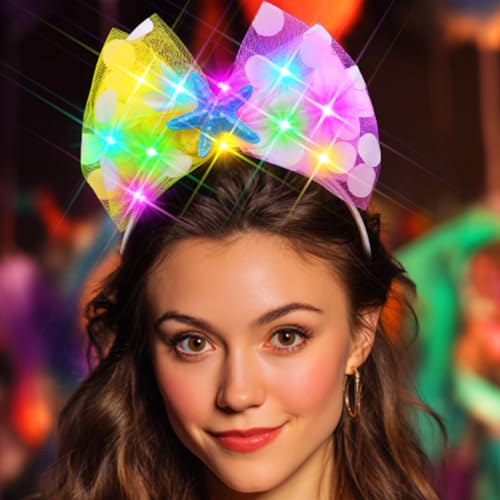 Flovel LED Schleife Haarreif Glitzernde Punkte Schleifen Haarreifen Seesternen Party Haaraccessoire für Damen von Flovel