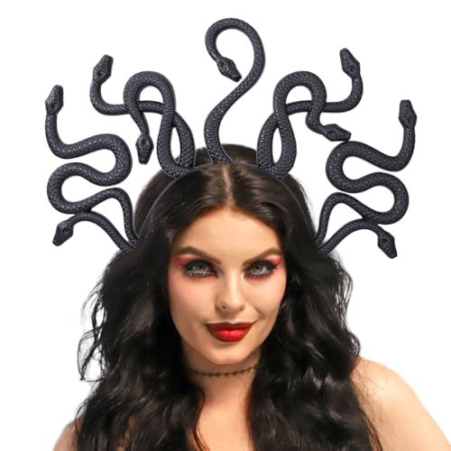 Flovel Schlangenkopf Haarreif Ägyptischer Neunkopf Schlangen Haarband Halloween Karneval Kostüm Party Haarschmuck (Black, Einheitsgröße) von Flovel