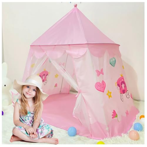 Floving Kinderzelt für drinnen mädchen Spielzelt Haus Junge Haus für Kinder Tipi Zelt für Kinder Pop up Zelt (Rosa) von Floving