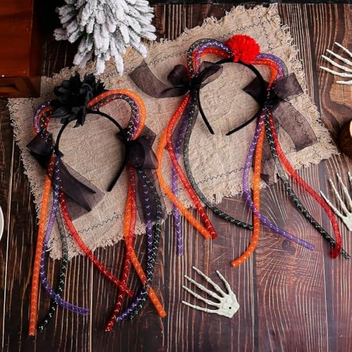 Floweringbeter Buntes Haarband mit Katzenohren für Halloween-Kostüme und Rollenspielveranstaltungen (B) von Floweringbeter
