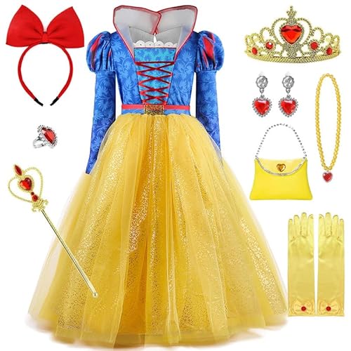 Flowhole Kleid für Karneval, Mädchen, Schneewittchen, Prinzessin, Schneewittchen, mit Zubehör, Prinzessinnenkleid, Halloween, Cosplay, Weihnachten, Party, Zeremonie, Geburtstag, Partykleider, 3-16 Flowhole Kleid für Karneval, Mädchen, Schneewittchen, Prinzessin, Schneewittchen, mit Zubehör, Prinzessinnenkleid, Halloween, Cosplay, Weihnachten, Party, Zeremonie, Geburtstag, Partykleider, 3-16 von Flowhole