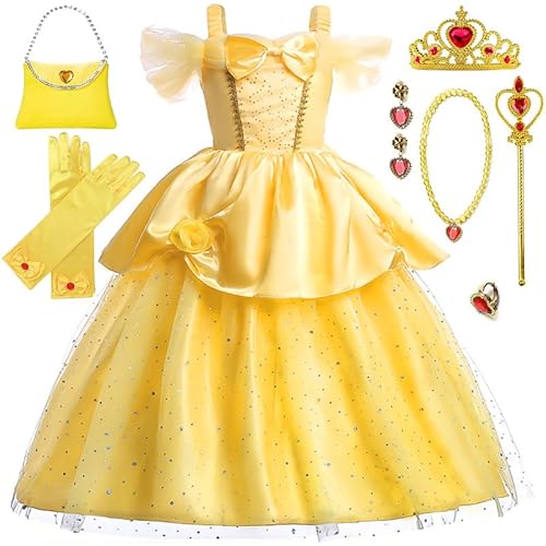 Mädchenkostüm Prinzessin schönes Kleid mit Zubehör Prinzessin Schulterfrei für Geburtstag Party Weihnachten Karneval Cosplay Kleid, 120 cm Mädchenkostüm Prinzessin schönes Kleid mit Zubehör Prinzessin Schulterfrei für Geburtstag Party Weihnachten Karneval Cosplay Kleid, 120 cm von Flowhole