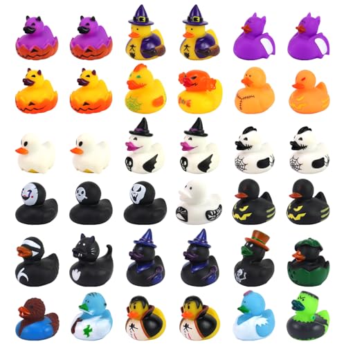 Fltengle Halloween-Gummienten, Enten-Badespielzeug, Monsterente, Geisterente für Halloween-Dekoration, Süßigkeiten- oder Leckerei-Füller, Babypartys, Geburtstagsgeschenke, 36 Stück Fltengle Halloween-Gummienten, Enten-Badespielzeug, Monsterente, Geisterente für Halloween-Dekoration, Süßigkeiten- oder Leckerei-Füller, Babypartys, Geburtstagsgeschenke, 36 Stück von Fltengle
