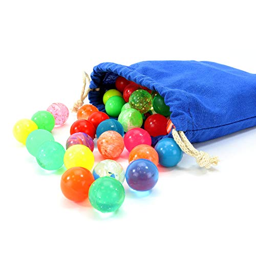 Flummis im Beutel - 100 Flummis im Stoffbeutel - Blauer Beutel & Bunte Flummis Ø 20 mm Flummis im Beutel - 100 Flummis im Stoffbeutel - Blauer Beutel & Bunte Flummis Ø 20 mm von Flummix