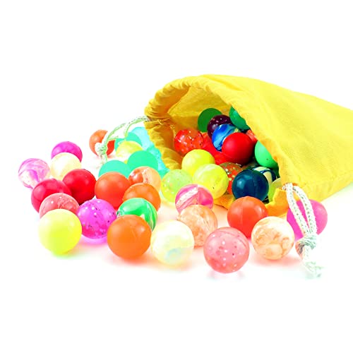 Flummix - 100 bunte Flummis im gelben Baumwollbeutel mit Kordeln - Ø 20 mm Flummix - 100 bunte Flummis im gelben Baumwollbeutel mit Kordeln - Ø 20 mm von Flummix