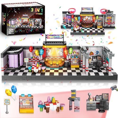 Fluorspar blaster Stage Building Block für Jungen im Alter von 8–12 Jahren, Security Room Fredy Bauset Five Nights Spielspielzeug Merch geeignet als Halloween-Geburtstagsgeschenk, 1388 Teile von Fluorspar blaster