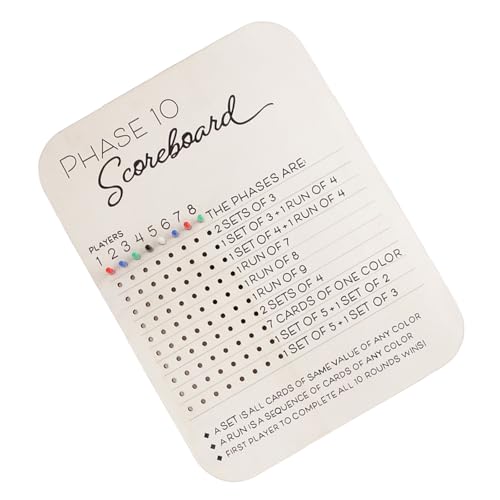 Fluxioxtna Phase 10 Anzeigetafel Round Trackers Board Mit Farbigem PEGS Kartenspiel Nachttisch Score Board Leichtgewichts Leichte Gewichtsbewertung von Fluxioxtna