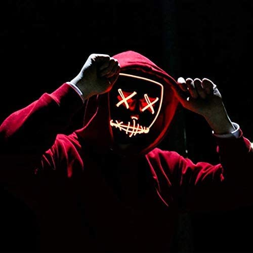 FlyHigh Halloween Maske - Purge Maske im Dunkeln Leuchtend (Rot) von FlyHigh