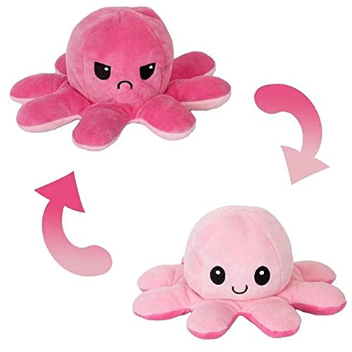 FlyHigh Niedliches Oktopus Plüschtier zum Wenden - Neuster Trend 2021 Reversibles Octupus Spielzeug Kuscheltier (3. Rosa-Pink) von FlyHigh