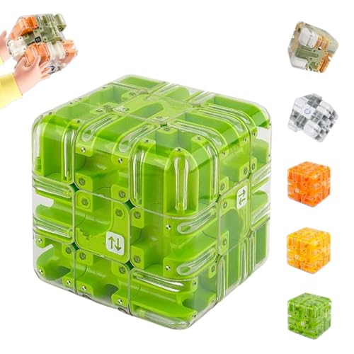 Large Labyrinth 3D Puzzle Maze Cube - Engaging Brain Teaser Toy, 3D Cube Maze Puzzle with Tiny Ball, Spatial Logic Thinking Training Toy, Educational Game for Kids and Teenagers (Green) von FlyShangUgo