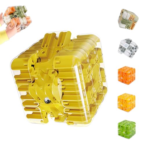 Large Labyrinth 3D Puzzle Maze Cube - Engaging Brain Teaser Toy, 3D Cube Maze Puzzle with Tiny Ball, Spatial Logic Thinking Training Toy, Educational Game for Kids and Teenagers (Yellow) von FlyShangUgo