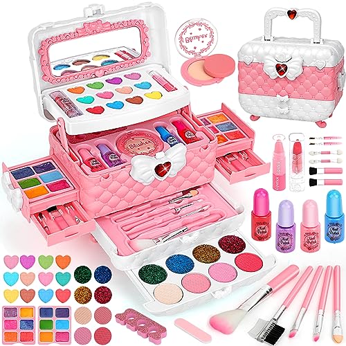 Kinderschminke Set Mädchen, Flybay Kinder Schminkkoffer Mädchen Spielzeug, Waschbar Kinder Schminkset Mädchen Make up Set Halloween Weihnachts Geburtstags Geschenke für Mädchen 4 5 6 7 8 9 10 11 Jahre von Flybay