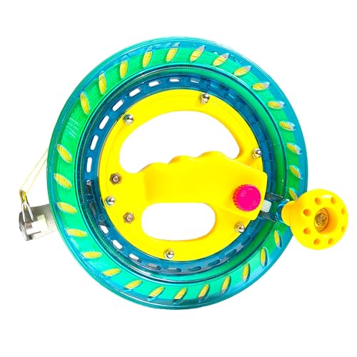 Flying Hoofer Drachenrollenwickler für Erwachsene und Kinder - 7,2 Zoll Durchmesser, 650 Fuß Hochfestes Drachenseil mit Stecker - Großer Griff, Sicherheitsverriegelung(Grün) von Flying Hoofer