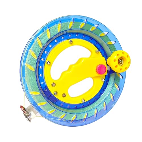Flying Hoofer Drachenwickler für Erwachsene und Kinder, 20,3 cm Durchmesser, 300 m hohe Festigkeit Schnur mit Verbindungsstück, großer Griff, Sicherheitsschloss (Blau) von Flying Hoofer