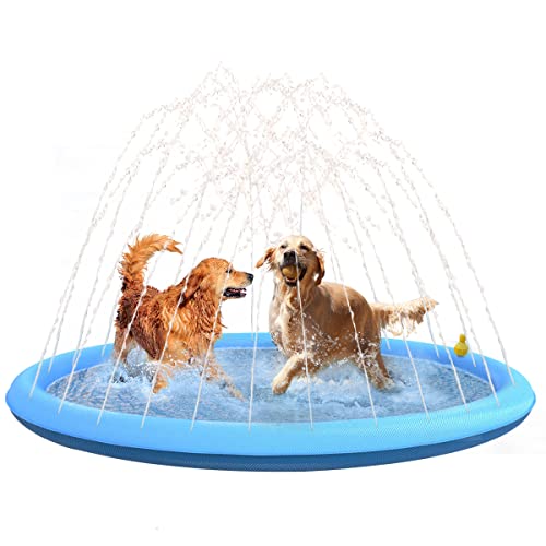Splash Sprinkler Pad für Hunde – 170cm Dicke Hunde Haustier Schwimmbad Badewanne, 2023neues Haustier Sommer Hinterhof Spielset & Wasserspielzeug, Geschenk für Hunde (170) von Flying Paws