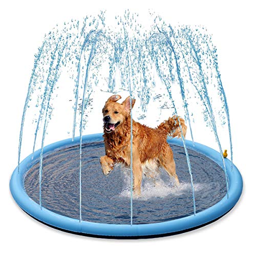 Splash Sprinkler-Pad für Hunde und Kinder – 150 cm Dicke Hunde Haustier Kinder Schwimmbad Badewanne Haustier Sommer Hinterhof Spielset & Wasserspielzeug, Geschenk für Kinder, Kleinkinder und Hunde von Flying Paws