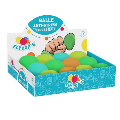 FLYPOP'S - Anti-Stress-Ball - Kirmes-Spiel - 037212G - Zufällige Farbe - Kunststoff - Kind - Erwachsener - Rehabilitation - Angst - 6 cm x 6 cm - Ab 3 Jahren von Flypop's