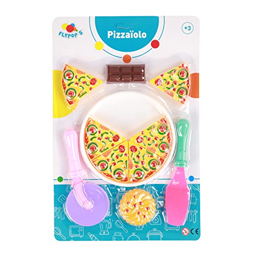 FLYPOP'S - Dinette Pizza - Nachahmungsspiel - 010220CLIN - Mehrfarbig - Kunststoff - Küche - Lebensmittel - Kinderspielzeug - Kuchen - 38,5 cm x 25,5 cm - Ab 3 Jahren von Flypop's