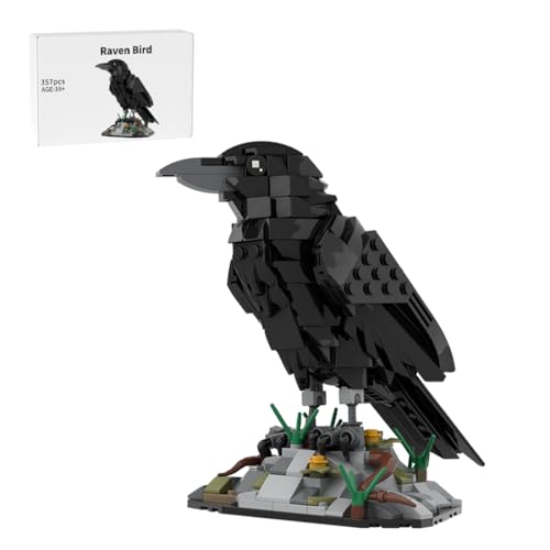 Flyzor Krähe Bausteine Set, Simulations-Vogelsammlung Modellbaukasten-Kit mit drehbarem Kopf, Vögel Spielzeug Kompatibel mit Großen Marken, Tolle Geschenkidee für Erwachsene, 357 Teilen von Flyzor