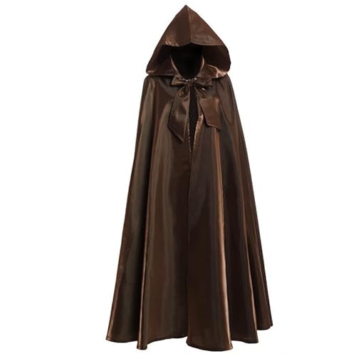 Umhang mit Kapuze, Poncho, Gothic, mittelalterliche Kleidung, Mantel, Herren, für Cosplay, Halloween, Maskerade, venezianische Abende (BRUN, M (166-170 cm)) von Fmarche
