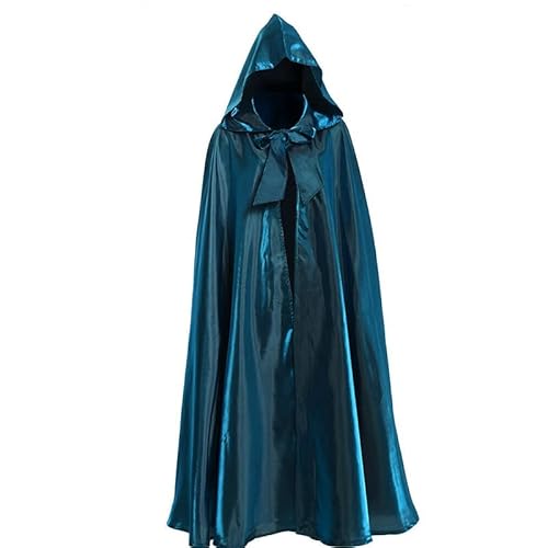 Umhang mit Kapuze, Poncho, Gothic, mittelalterliche Kleidung, Mantel, Herren, für Cosplay, Halloween, Maskerade, venezianische Abende (Grün, S (158-165 cm)) von Fmarche