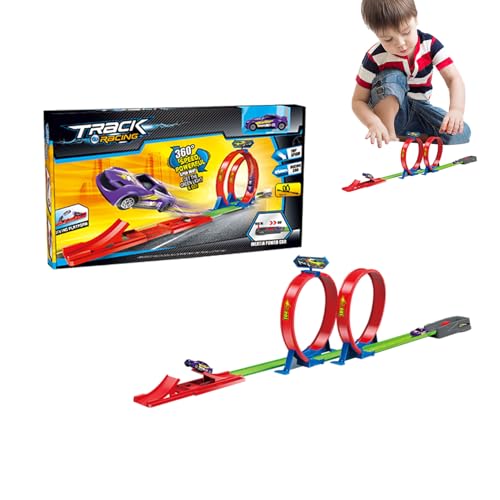 FmtwPhn Rennautobahn, Kinderrennbahn - Safe-Track-Wagenset | Eisenbahn-Rennwagen-Strecken-Sets, pädagogisches Autospielzeug, Slalom-Rennstrecke für und Kinder von FmtwPhn
