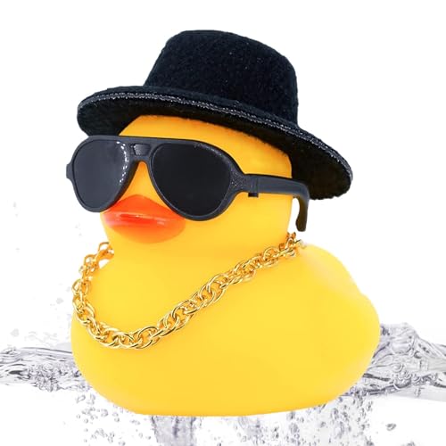Auto-Entenbrett, dekorative Enten für Auto, Zubehör für das Armaturenbrett, Gummiente für mit kleinem Schwimmring, Halskette mit Sonnenhut Auto-Entenbrett, dekorative Enten für Auto, Zubehör für das Armaturenbrett, Gummiente für mit kleinem Schwimmring, Halskette mit Sonnenhut von Fmzrbnih