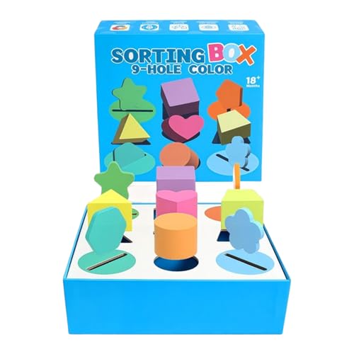 Farben Sortierspiel Für Kleinkinder - 9-Fach Holz Farb- und Formensortierbox,Interaktives Lernspielzeug Für Und Mädchen Ab 1 Jahr von Fmzrbnih