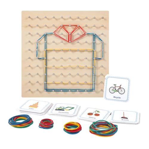 Fmzrbnih GeoBoard - Holzgeoboard Bildungsausschuss, Tragbare Mathematik Geoboard | Robustes Vorschule Gummi -Bandbrett, Frühe Lernspielzeug 50 - von Fmzrbnih