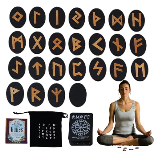 Runen-Set – 25 Runen, Wikinger-Runen-Set | Altar-Wahrsagungswerkzeuge Mit Anleitung Und Aufbewahrungstasche, Holzrunen, Altarrunen Für Anfänger, Wahrsagung, Meditation, Spiritualität, Unterhaltung Runen-Set – 25 Runen, Wikinger-Runen-Set | Altar-Wahrsagungswerkzeuge Mit Anleitung Und Aufbewahrungstasche, Holzrunen, Altarrunen Für Anfänger, Wahrsagung, Meditation, Spiritualität, Unterhaltung von Fmzrbnih