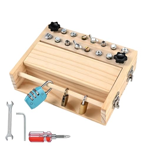 Screwdriver Board - Holzmontessoori Spielzeug, Bildungsspiel | Interaktives STEM -Lernwerkzeug, Feinmotorischer Fähigkeiten Oder Aktivitäts -Set Mit Schlösser Und Schlüssel Für Vorschule, Geburtstagsg Screwdriver Board - Holzmontessoori Spielzeug, Bildungsspiel | Interaktives STEM -Lernwerkzeug, Feinmotorischer Fähigkeiten Oder Aktivitäts -Set Mit Schlösser Und Schlüssel Für Vorschule, Geburtstagsg von Fmzrbnih