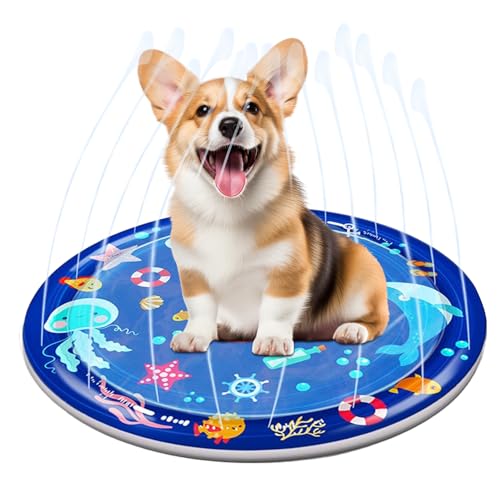 Sprinkler Pad für Hunde | Verdickte Haustier Wasserspielmatte - Interaktives Haustier Sprinkler Pad für Pool, Spielplatz, Outdoor, Indoor, Fitnessstudio Sprinkler Pad für Hunde | Verdickte Haustier Wasserspielmatte - Interaktives Haustier Sprinkler Pad für Pool, Spielplatz, Outdoor, Indoor, Fitnessstudio von Fmzrbnih