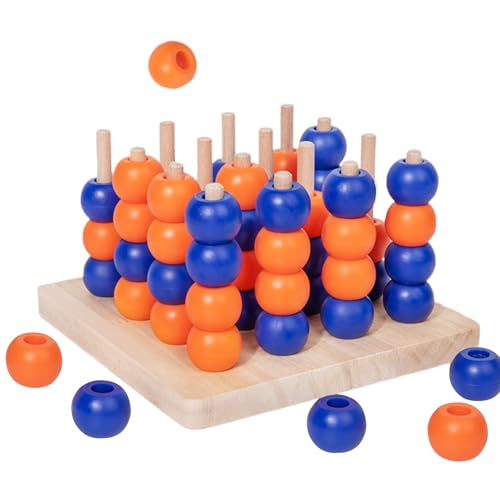 Vier in Folge - 3D -Holzbrett, Logikpuzzle | Tragbares Spielzeug für Bildungsstrategien, Klassische Denkweise für Familienabende, Schulaktivitäten, Partys, Geburtstage und Urlaubsversammlungen von Fmzrbnih