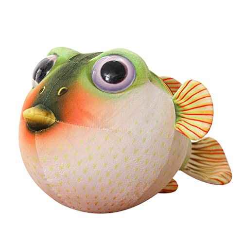 Niedliches Pufferfisch-Plüschtier, 30,5 cm, Puffer, Fisch, Stofftier, Ozeanfisch-Puppe, flauschiges Spielzeug, Wurfkissen für Kinder, Weihnachten, Geburtstagsgeschenke (grün) von Fnjuucw