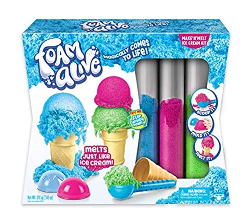 Foam Alive 36405 - Ice Cream Shop Spielset, Fluffiger Magie Schaum zum Kneten und Modellieren, Inhalt 210 g, Knetschaum in Blau, Grün & Lila, Spielzeug Knete & Spielschaum für Kinder ab 3 Jahre von Play Visions