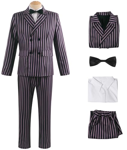 Foanja Gomez Kostüm Herren Fasching Cosplay Gothic Familie Mittwoch Daddy Vintage Uniformen Smoking Outfit Halloween Karneval Geburtstag Party Maskerade Verkleidung, Gestreifte Foanja Gomez Kostüm Herren Fasching Cosplay Gothic Familie Mittwoch Daddy Vintage Uniformen Smoking Outfit Halloween Karneval Geburtstag Party Maskerade Verkleidung, Gestreifte von Foanja