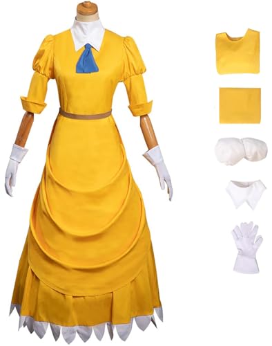 Foanja Jane Kostüm Damen Verkleidung Vintage Elegant Victoria Jane Prinzessin Abendkleid mit Rockträger und Handschuhe für Dress up Halloween Karneval Geburtstag Party Maskerade Fancy Costume von Foanja