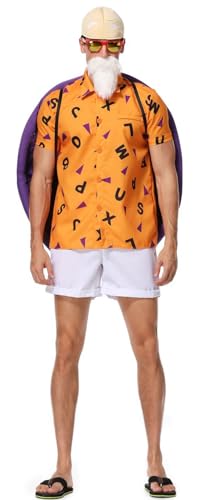 Foanja Master Roshi Kostüm Herren Verkleidung Anime Kame Sennin Anzug mit Schildkrötenpanzer und Brille Bart für Halloween Karneval Geburtstag Party Maskerade Fancy Costume Foanja Master Roshi Kostüm Herren Verkleidung Anime Kame Sennin Anzug mit Schildkrötenpanzer und Brille Bart für Halloween Karneval Geburtstag Party Maskerade Fancy Costume von Foanja