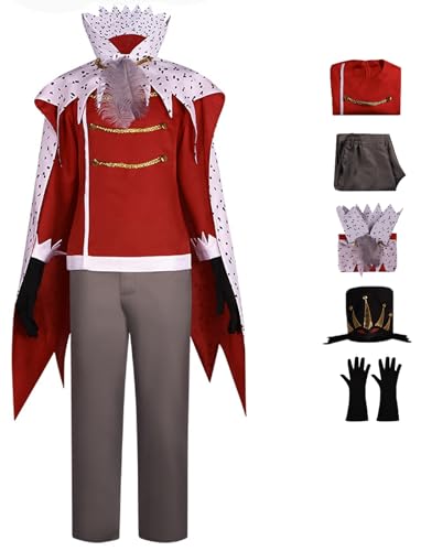 Foanja Stolas Kostüm Herren Verkleidung Hazbin Hotel Stolas Goetia Anzug Oberteil und Hose mit Umhang Mütze Handschuhe für Dress up Halloween Karneval Geburtstag Party Maskerade Fancy Costume von Foanja