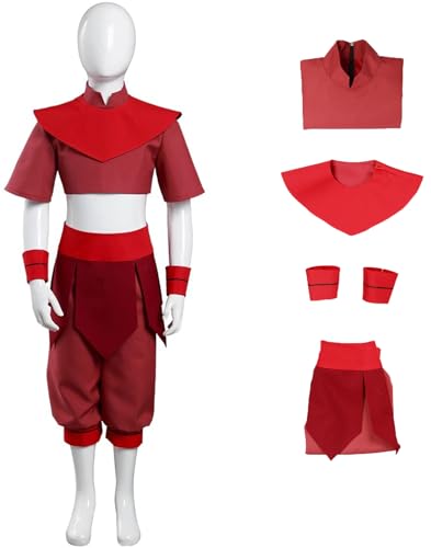 Foanja Ty Lee Kostüm Damen Verkleidung Avatar Ty Lee Kung Fu Komplett Uniform für Halloween Karneval Geburtstag Party Maskerade Fancy Costume, Rot von Foanja