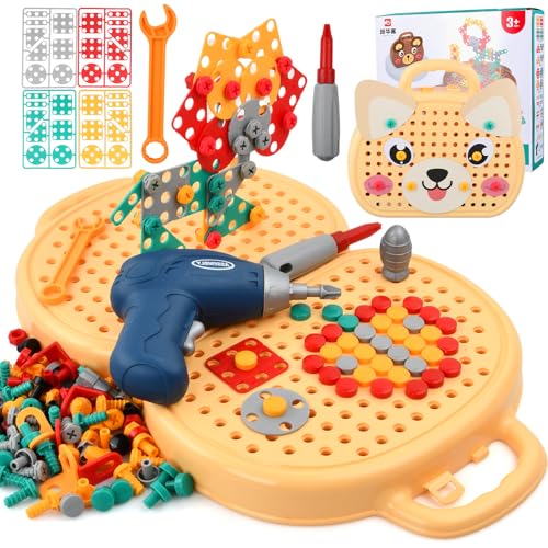 Focenat Montessori Spielzeugkiste, Montessori Play Toolbox, Bohrmaschine Kinder, Kreativ Spielzeug, Werkzeugkoffer Kinder, 3D Puzzle Spiel, Montessori Spielzeug ab 3 Jahre, Hund Focenat Montessori Spielzeugkiste, Montessori Play Toolbox, Bohrmaschine Kinder, Kreativ Spielzeug, Werkzeugkoffer Kinder, 3D Puzzle Spiel, Montessori Spielzeug ab 3 Jahre, Hund von Focenat