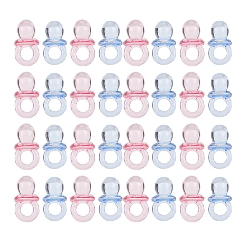 Focket 100 Pcs Acrylpopflinge Schönes Design Reich an Farbe für Babyfeierlichkeiten Geeignet (Transparentes Rosa + Blau) von Focket